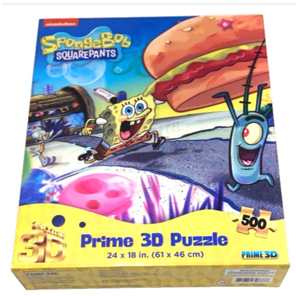 SpongeBob Squarepants Hamburger  3D Prime Puzzle Lenticular 500-Pc Nickelodeon